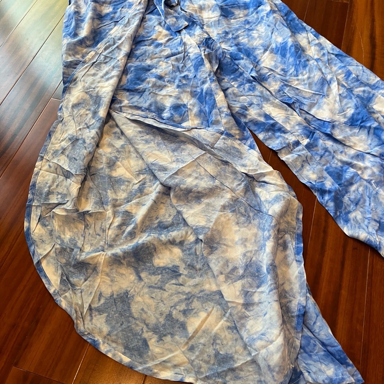 New Look Palazzo Pants Blue Tie-Dye Coverup Resort Open Leg Nwt Size Large — image 3 of 8